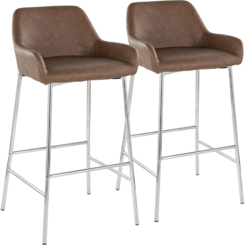 Daniella 30" Bar Stool in Chrome & Espresso Leatherette (Set of 2)